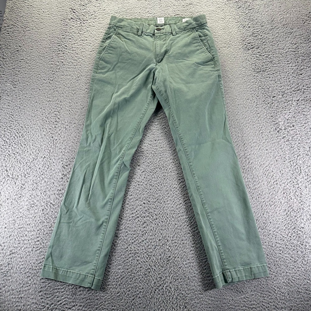 Gap Pant Mens 29x30 Green Cotton Khakis Straight Stretch Travel Utility Workwear